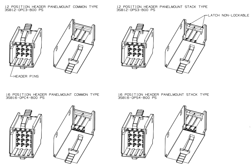 Mechanical Drawing - 3M Mini Stack Connector Junction Header 3S8 Series
