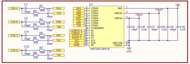 Schematic - Azoteq IQS7320A ProxFusion® IC