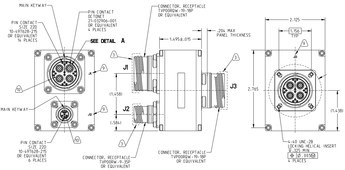 Mechanical Drawing - Amphenol Aerospace Rugged Ethernet Switches