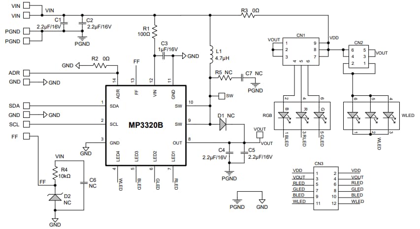 Schematic - Monolithic Power Systems (MPS) EV3320B-Q-00A Evaluation Board