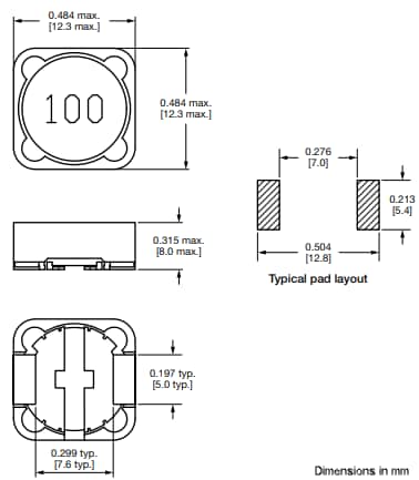 Mechanical Drawing - Vishay / Dale IFDC-5050HZ Shielded SMD Power Inductors