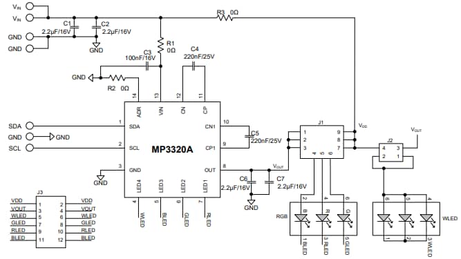 Schematic - Monolithic Power Systems (MPS) EV3320A-Q-00A Evaluation Board