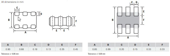 Mechanical Drawing - Littelfuse LPF Series Pulse-Guard® ESD Suppressors