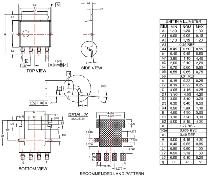 Mechanical Drawing - onsemi NVMYS3D8N04CL Power MOSFET Mechanical Drawing - onsemi NVMYS3D8N04CL Power MOSFET