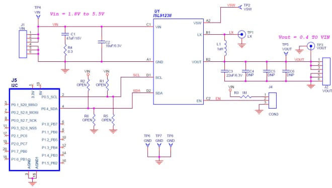 Application Circuit Diagram - Renesas Electronics ISL9123xIIx-EVZ Evaluation Boards