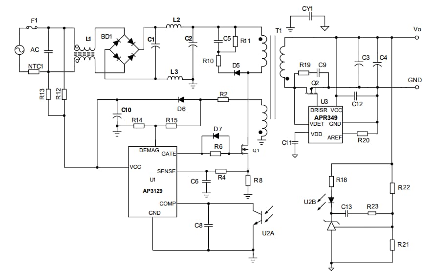 Application Circuit Diagram - Diodes Incorporated AP3129 High Performance Multi-Mode PWM Controller Application Circuit Diagram - Diodes Incorporated AP3129 High Performance Multi-Mode PWM Controller