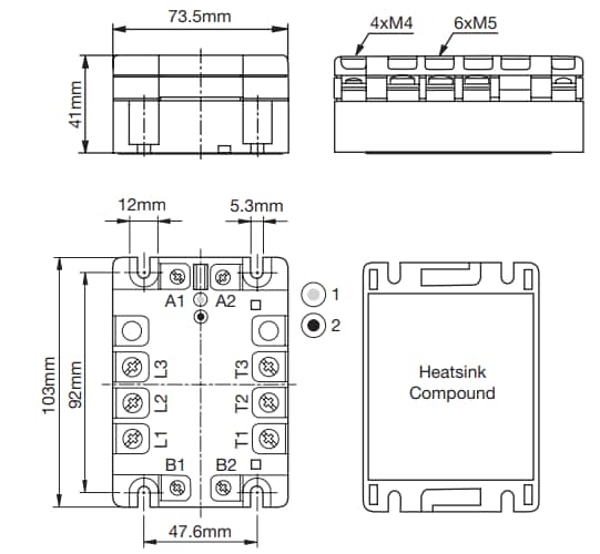 Mechanical Drawing - Carlo Gavazzi RZ3A 3-Phase SSRs