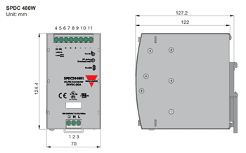Mechanical Drawing - Carlo Gavazzi SPDC Single Phase Power Supplies