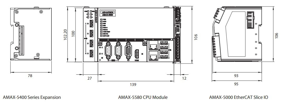 Mechanical Drawing - Advantech AMAX-5580 Embedded Box Computers