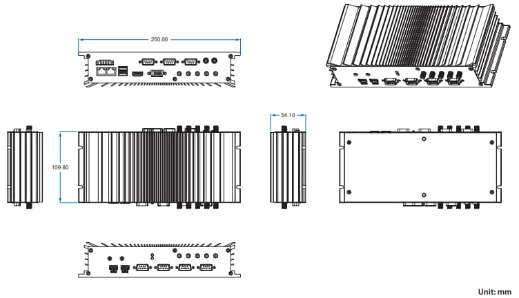 Mechanical Drawing - VIA Technologies AMOS-3006 Embedded System