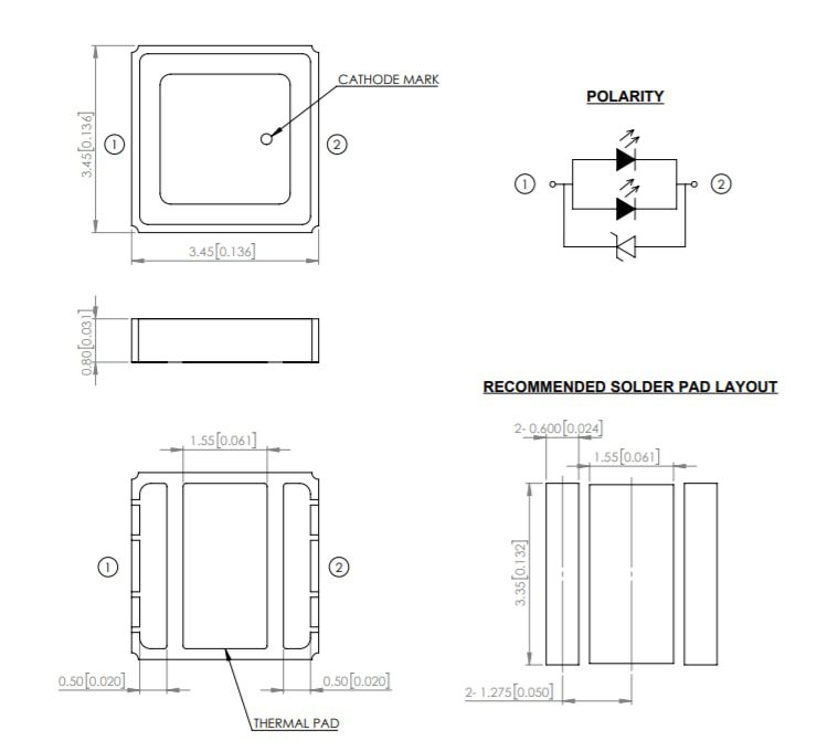 Mechanical Drawing - Lumex SML-LXF3535UVCC10 Standard LED