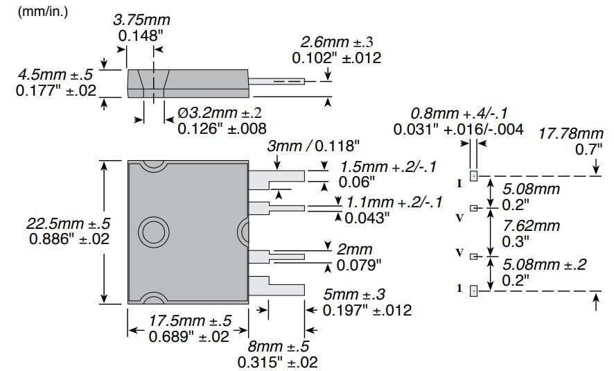 Mechanical Drawing - Ohmite CS10 Precision Current Sense Resistors Mechanical Drawing - Ohmite CS10 Precision Current Sense Resistors