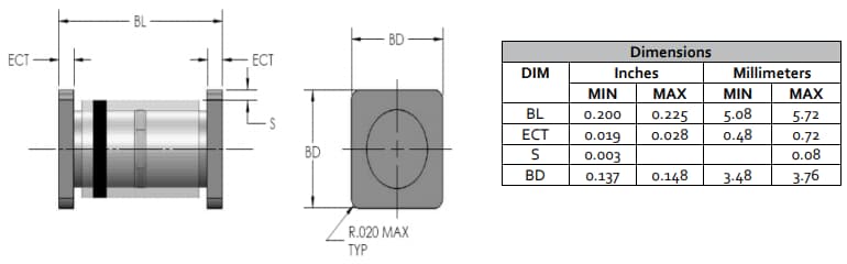 Mechanical Drawing - Semtech 1N499x 5W Voltage Regulators