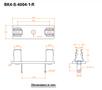 Mechanical Drawing - Eaton S-4000 Series Fuse Holders