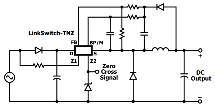 Application Circuit Diagram - Power Integrations LinkSwitch-TNZ Off-line Switcher ICs Application Circuit Diagram - Power Integrations LinkSwitch-TNZ Off-line Switcher ICs