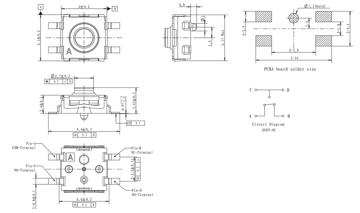 C&K Switches TLSM 6mm Top Mount Endurance SMT Tact Switch
