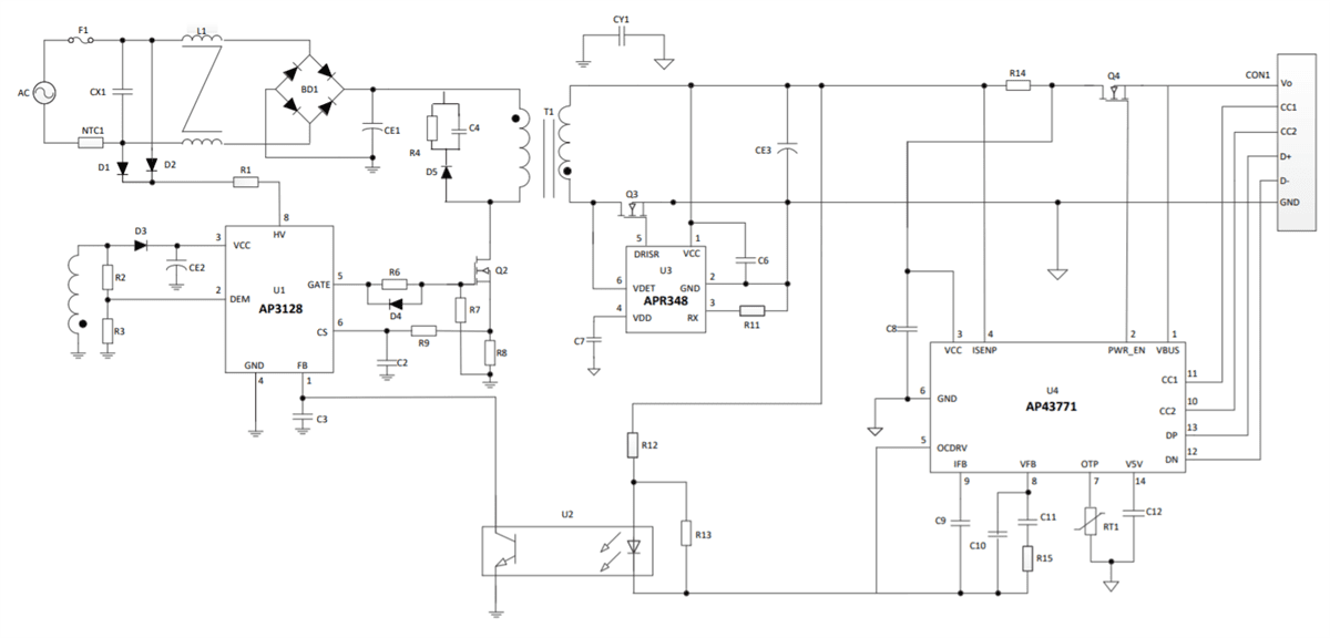 Application Circuit Diagram - Diodes Incorporated AP3128 PWM Controller