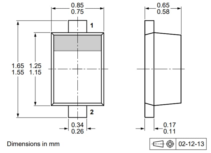 Mechanical Drawing - Nexperia BZX58550-Q Low-Current Voltage Regulator Diodes Mechanical Drawing - Nexperia BZX58550-Q Low-Current Voltage Regulator Diodes