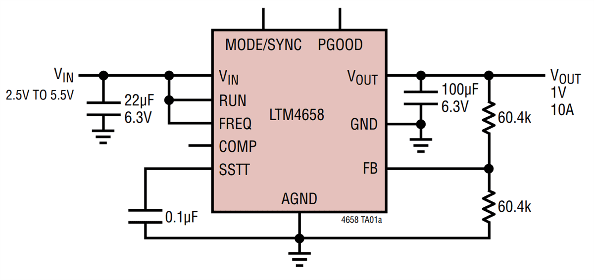 Application Circuit Diagram - Analog Devices Inc. LTM4658 Step-Down DC/DC μModule Regulators