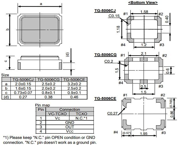 Epson Timing TG-5006CG Crystal Oscillators
