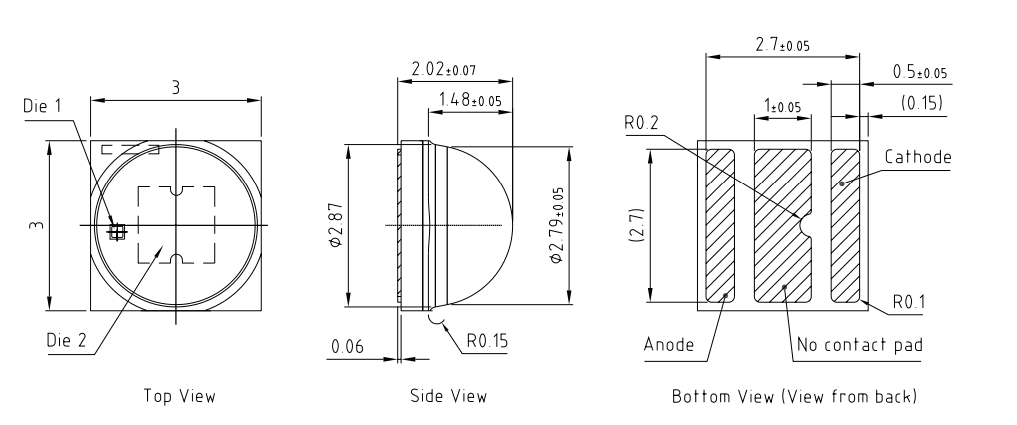 Mechanical Drawing - ams OSRAM OSLON® Square GW CSSRM3.EM High Power LEDs Mechanical Drawing - ams OSRAM OSLON® Square GW CSSRM3.EM High Power LEDs