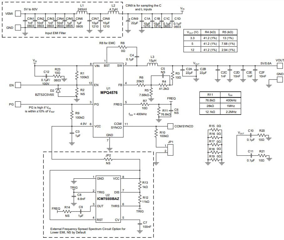 Schematic - Monolithic Power Systems (MPS) EVQ4576 Evaluation Board
