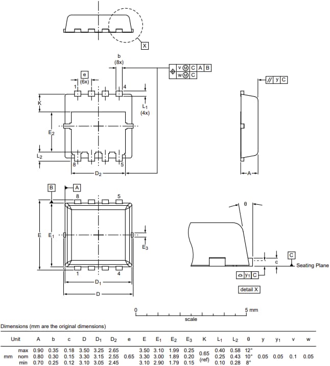 Mechanical Drawing - Nexperia PXP010-20QX P-Channel Trench MOSFET