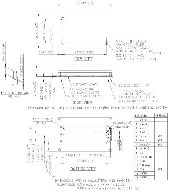 Mechanical Drawing - Delta Electronics Q48SK12050 Quarter Brick DC/DC Converters