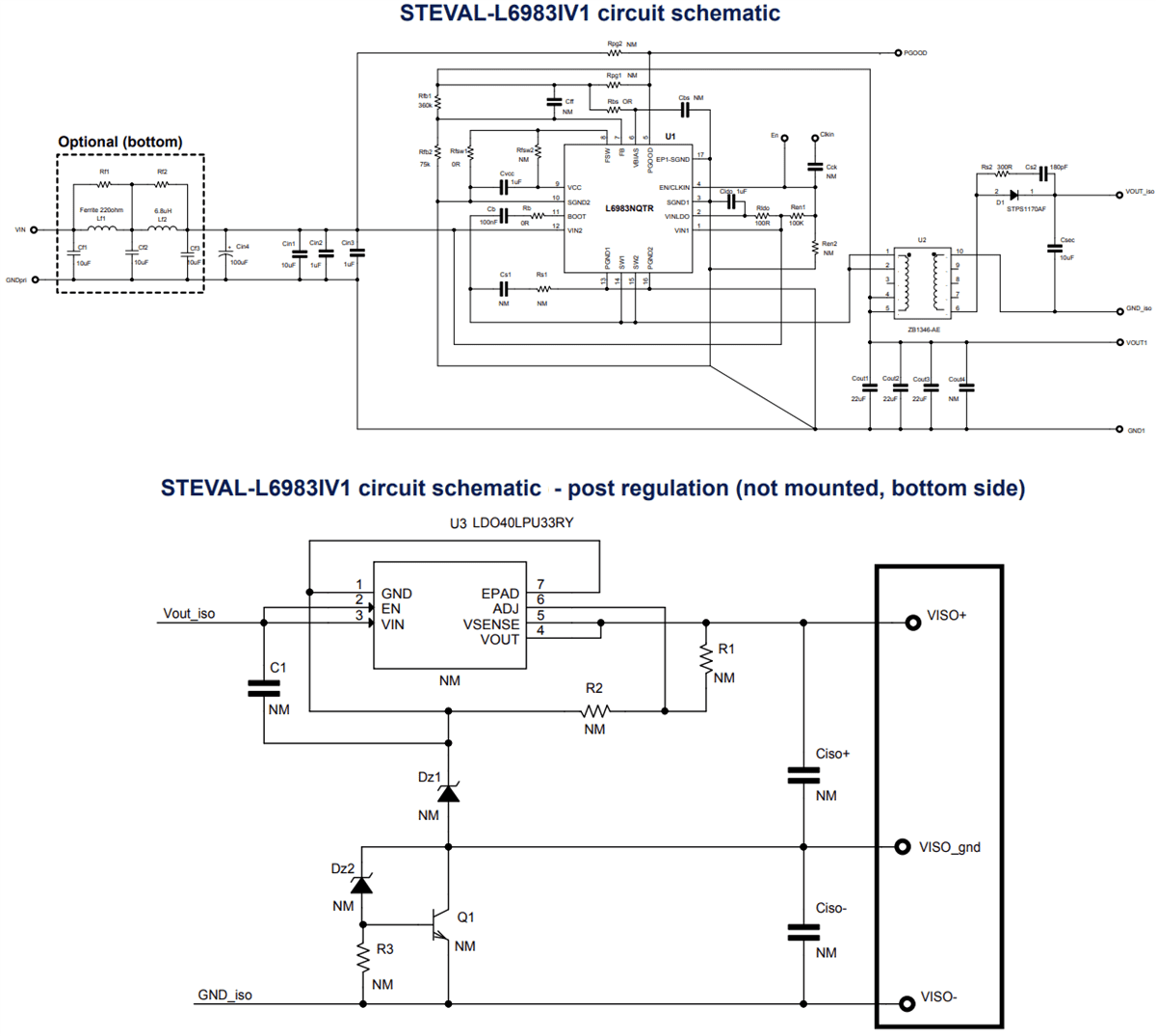 Schematic - STMicroelectronics STEVAL-L6983IV1 Synchronous Iso-Buck Eval Board