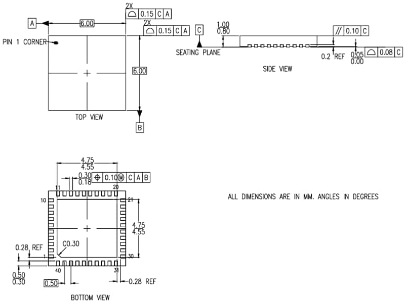 Mechanical Drawing - Renesas Electronics 8P34S2106A Fanout Buffer Mechanical Drawing - Renesas Electronics 8P34S2106A Fanout Buffer