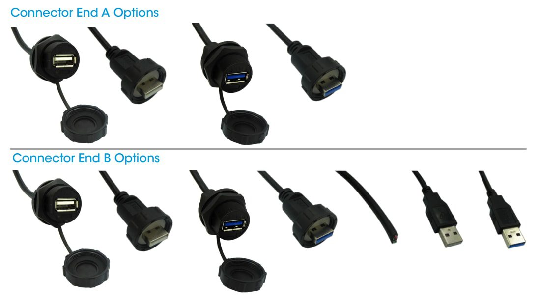 Stewart Connector / Bel IP67 USB Type-A Cable Assemblies