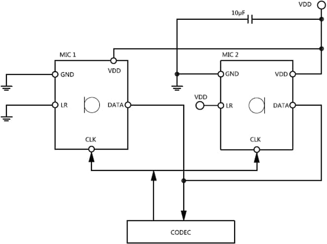 Application Circuit Diagram - CUI Devices CMM-3424DT-26165-TR MEMS Microphone
