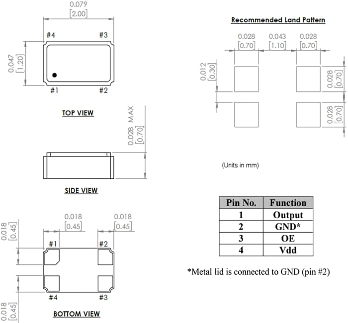 Mechanical Drawing - Abracon ASZKDV Standard Clock Oscillators