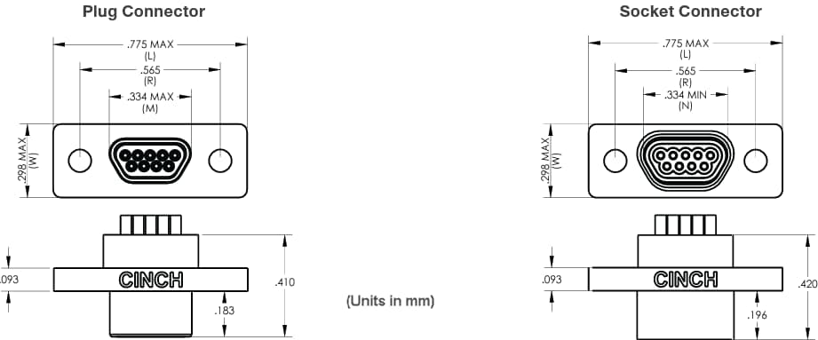 Mechanical Drawing - Dura-Con / Cinch Connectivity Solutions Dura-Con™ Micro-D Jumper Assemblies