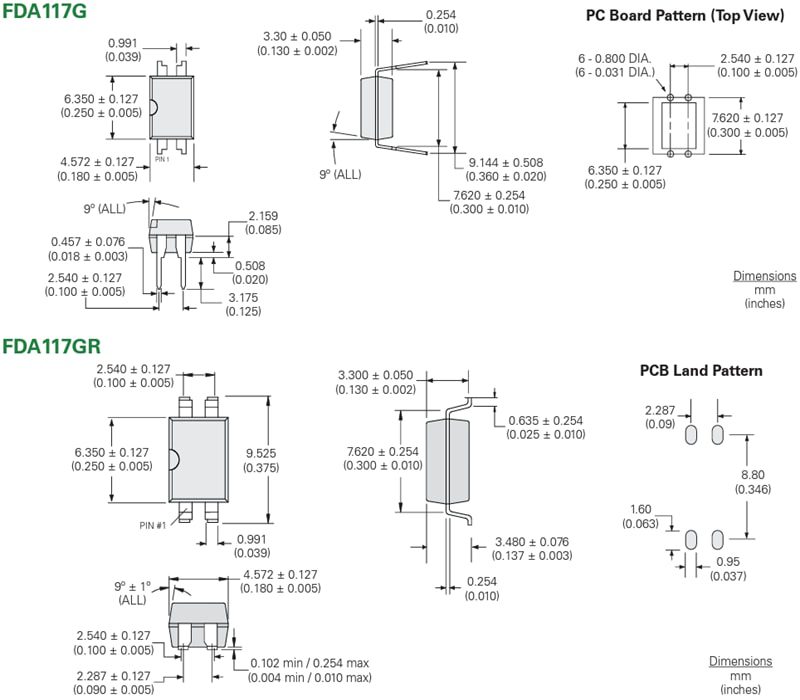 Mechanical Drawing - Littelfuse FDA117 Photovoltaic MOSFET Drivers