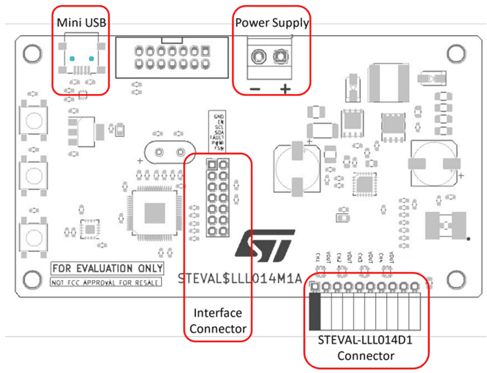 STMicroelectronics STEVAL-LLL014V1 Automotive LED Driver Eval Kit STMicroelectronics STEVAL-LLL014V1 Automotive LED Driver Eval Kit