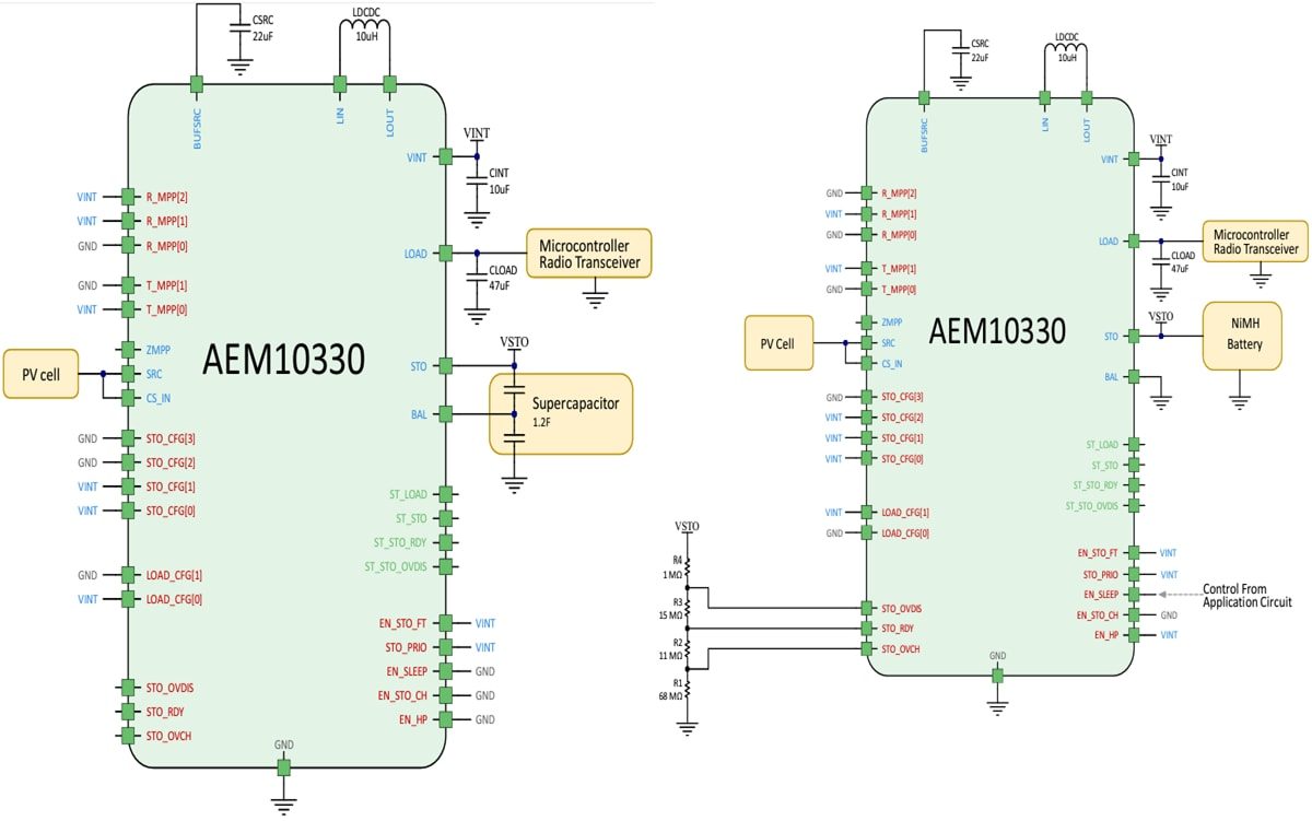 Application Circuit Diagram - e-peas AEM10330 Solar Energy Harvester