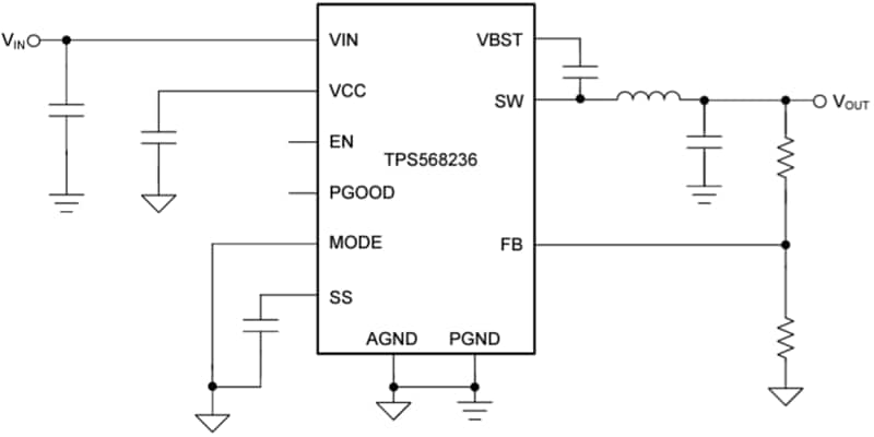 Application Circuit Diagram - Texas Instruments TPS568236 Synchronous Buck Converter