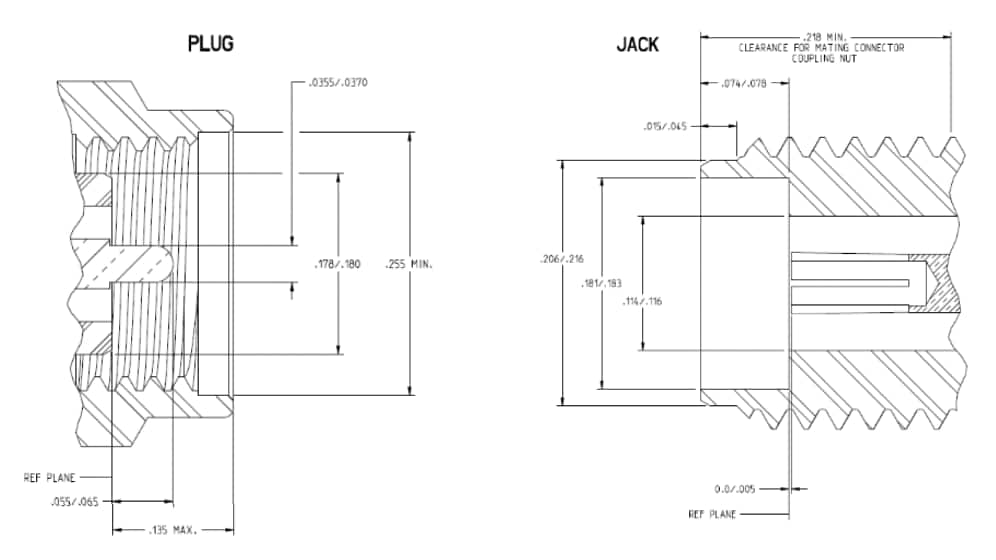 Mechanical Drawing - Amphenol RF 2.92mm Connectors