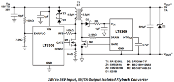 Application Circuit Diagram - Analog Devices Inc. LT8306 No-Opto Isolated Flyback Controllers