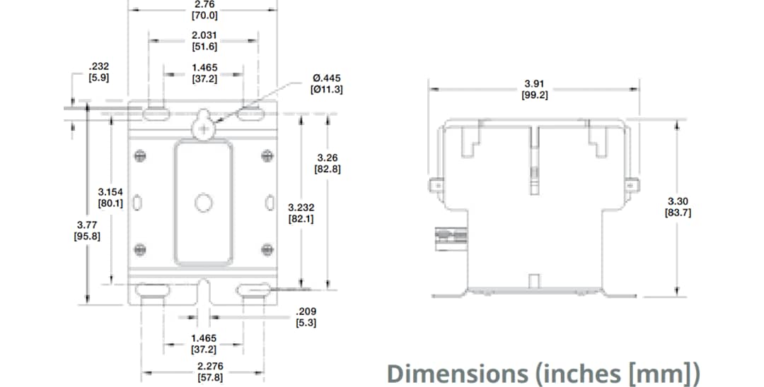 Mechanical Drawing - Hartland Controls / Littelfuse HCC 3-Pole 50-60FLA Definite Purpose Contactors Mechanical Drawing - Hartland Controls / Littelfuse HCC 3-Pole 50-60FLA Definite Purpose Contactors
