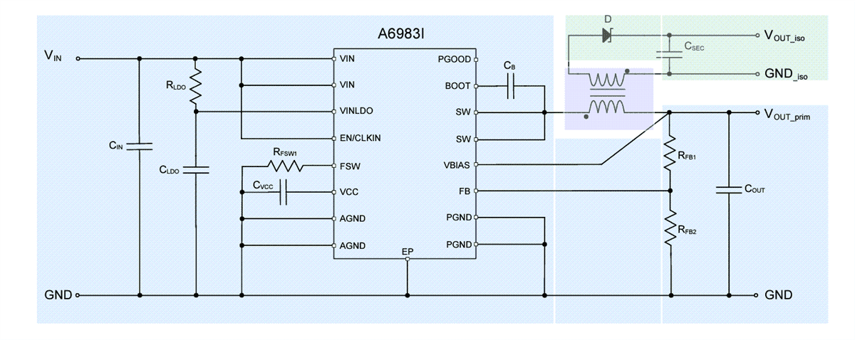Schematic - STMicroelectronics A6983I Iso-Buck Converter