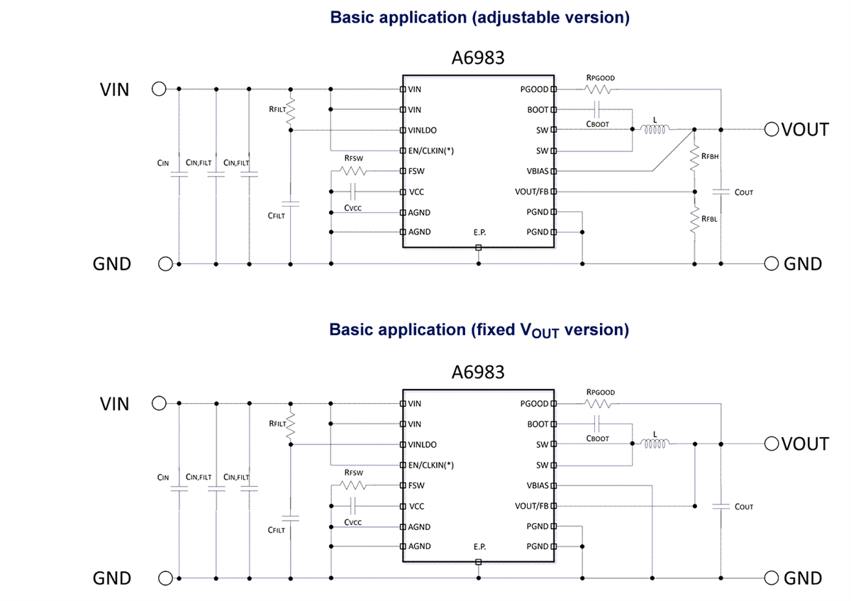 Application Circuit Diagram - STMicroelectronics A6983 Automotive Step-Down Converters Application Circuit Diagram - STMicroelectronics A6983 Automotive Step-Down Converters