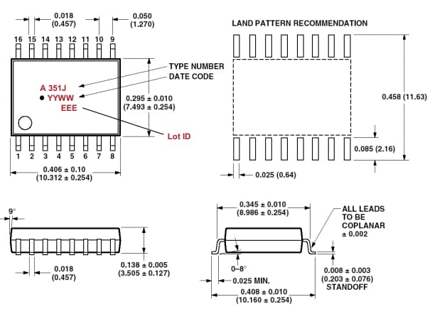Mechanical Drawing - Broadcom ACPL-351J 5A Gate Driver Optocouplers