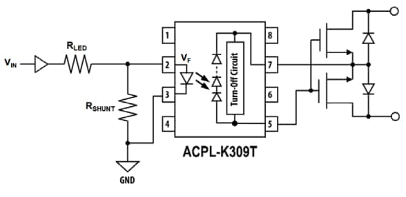 Application Circuit Diagram - Broadcom ACPL-K309T Automotive Photovoltaic Drivers