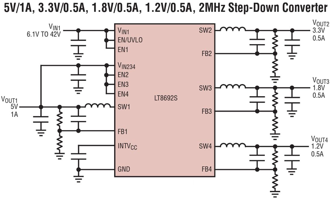 Application Circuit Diagram - Analog Devices Inc. LT8692S Step-Down Switching Regulators