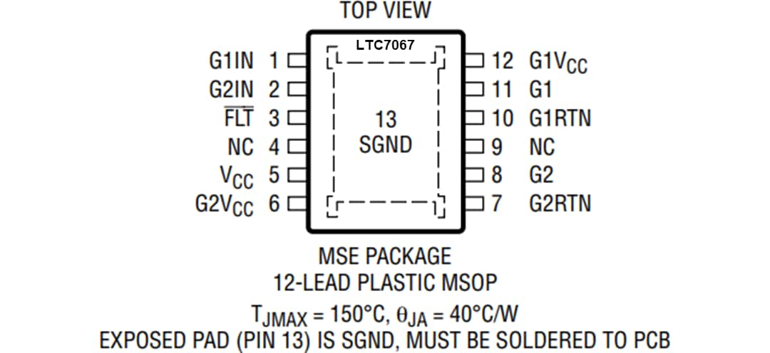 Mechanical Drawing - Analog Devices Inc. LTC7067 Dual High-Side MOSFET Gate Driver