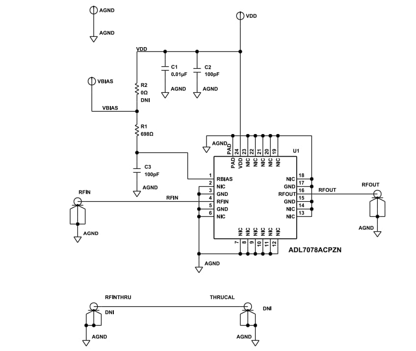 Schematic - Analog Devices Inc. ADL7078-EVALZ Evaluation Board