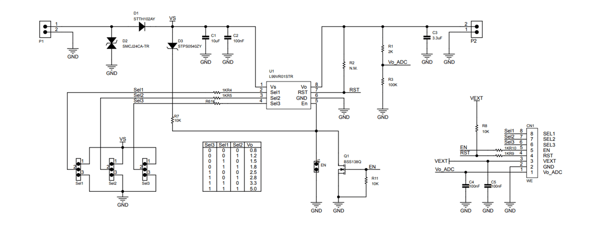 Schematic - STMicroelectronics AEK-POW-LDOV01S Evaluation Board