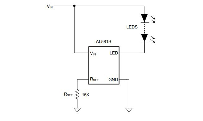 Application Circuit Diagram - Diodes Incorporated AL5819 36V Low Dropout Linear LED Driver